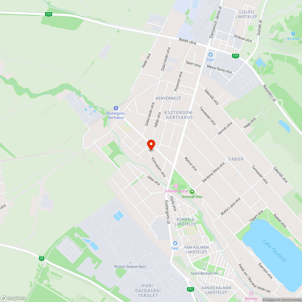 Süllyedő útszakasz és vízmegállás Esztergom-Kertvárosban bejelentés helye