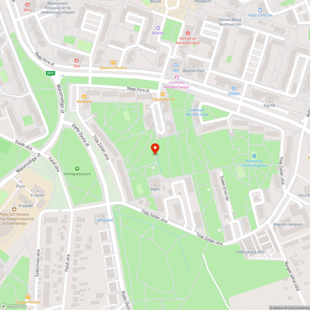 széttört pad bejelentés helye