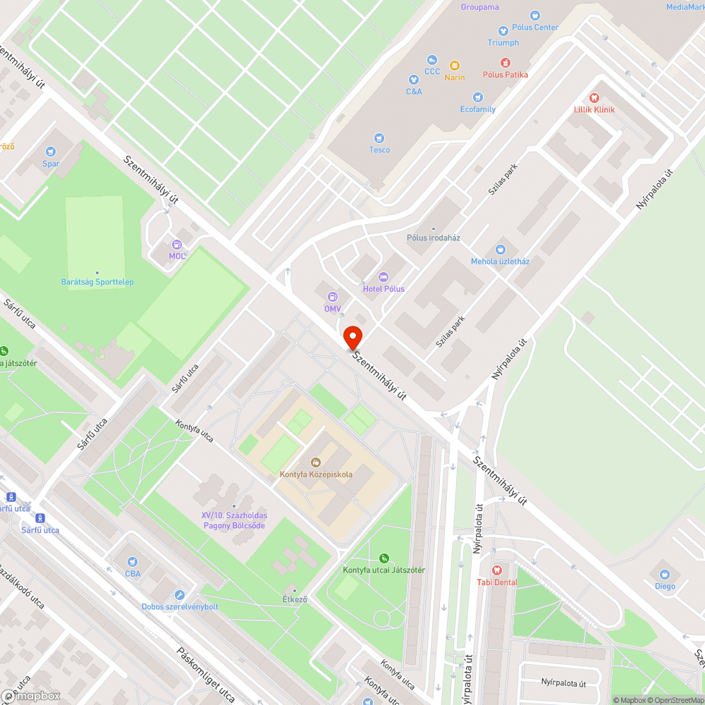 Széteső nyomógomb bejelentés helye