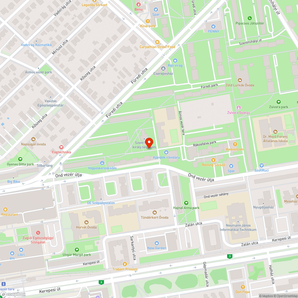 Eltűnt kerékpárút bejelentés helye