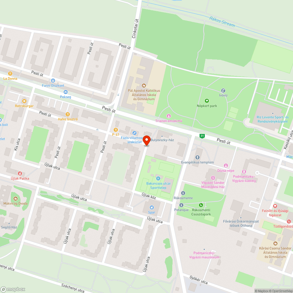 Szűk járda bejelentés helye