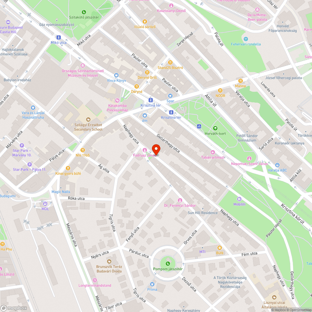 Park felőli sarok időszakos sötétségben bejelentés helye