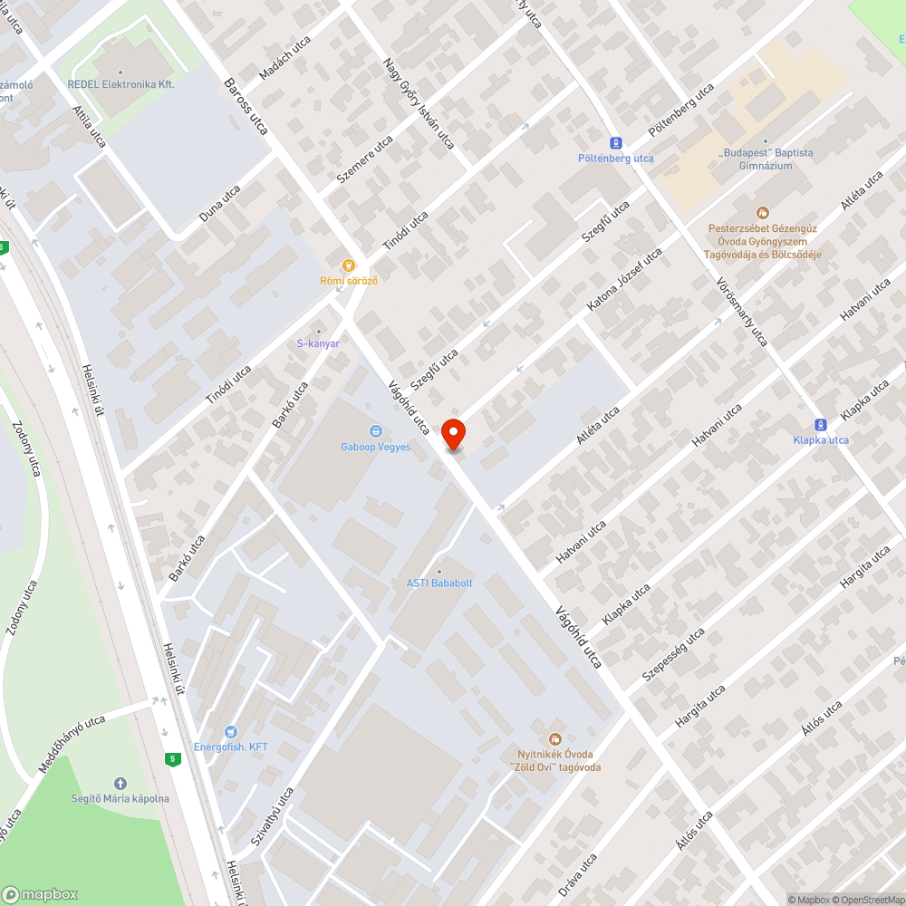 Kátyú bejelentés helye