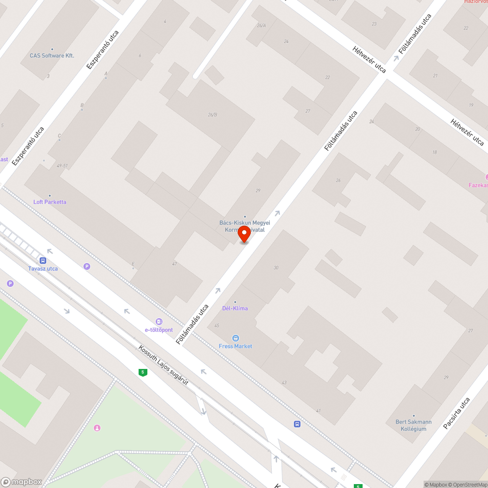 Kátyúk bejelentés helye