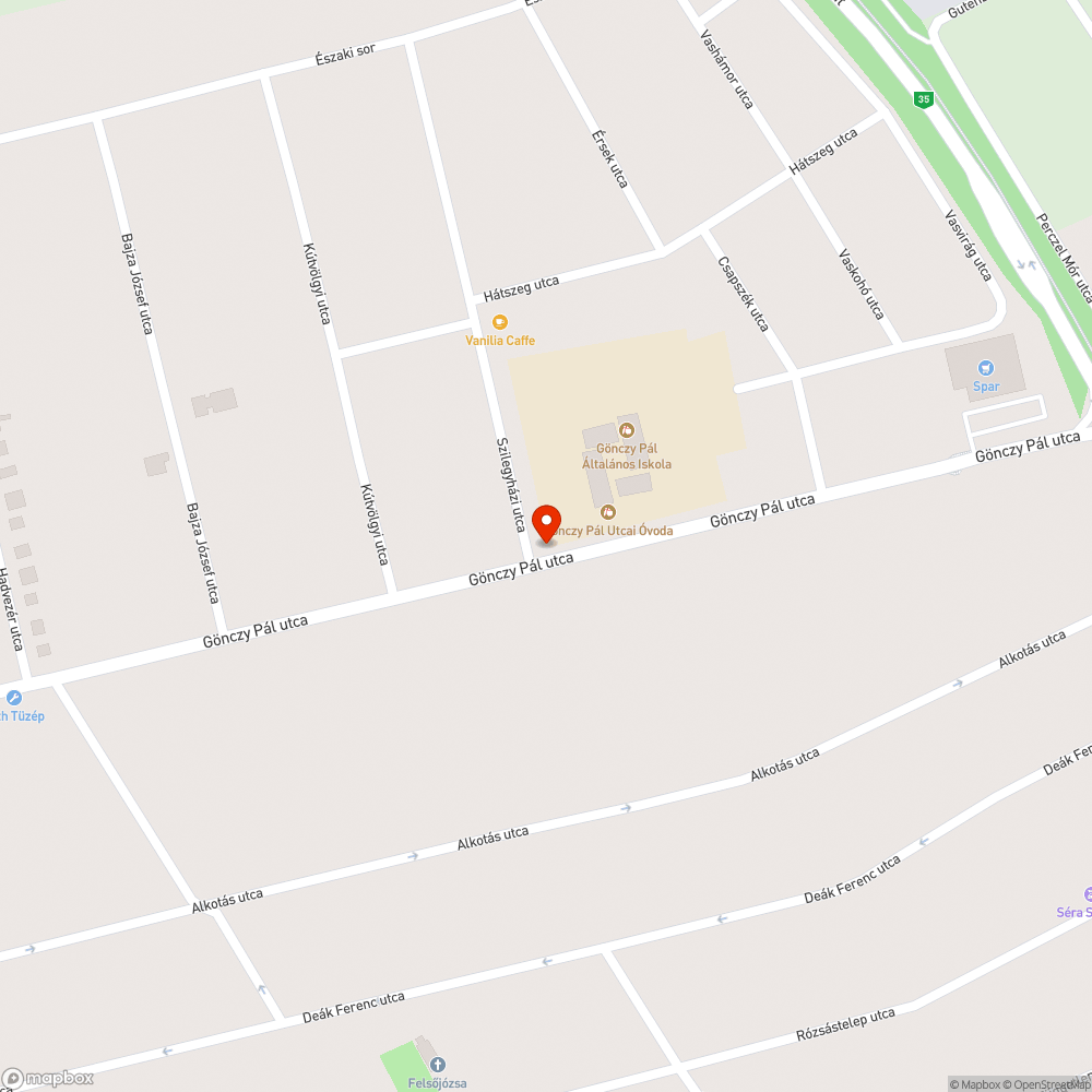 Gönczy Pál utca melletti járda tönkrement bejelentés helye