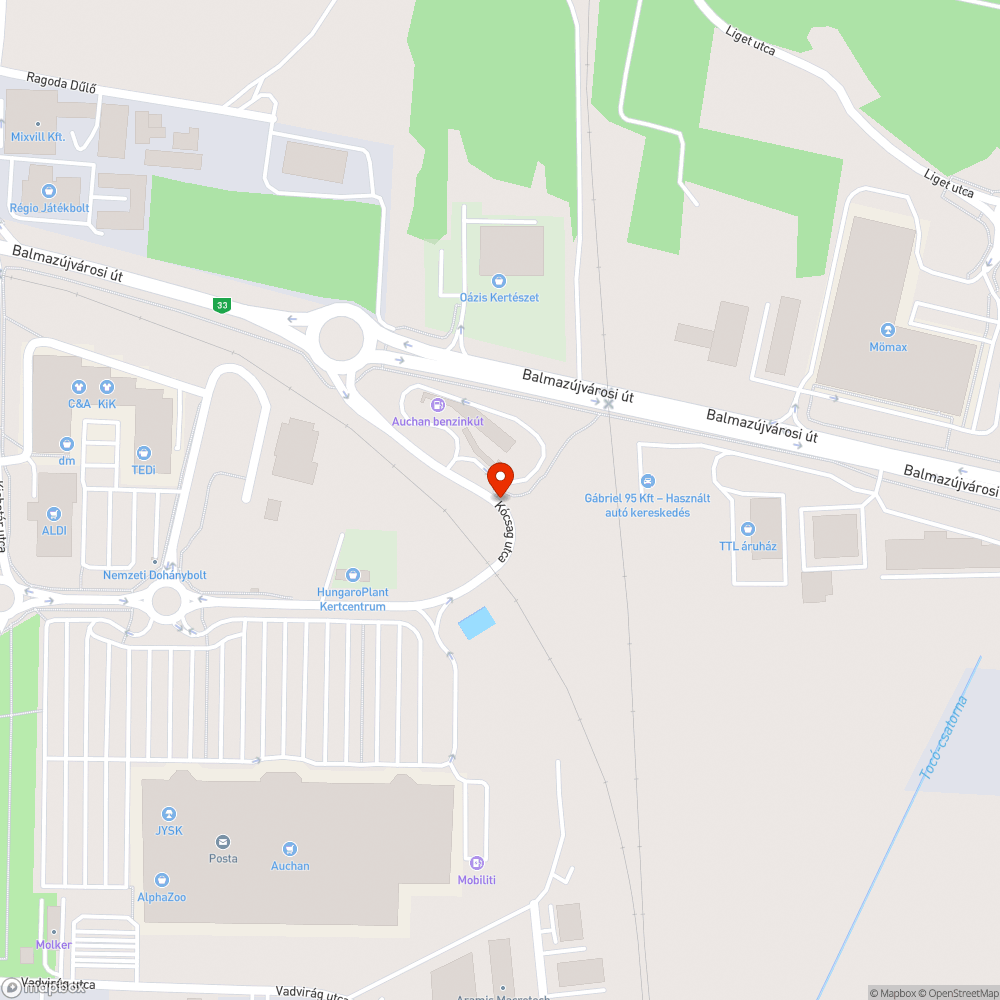 Kátyújavítási kérelem – Debrecen, Auchan aluljáró bejelentés helye