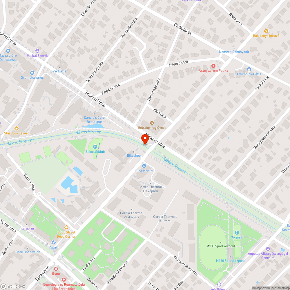 Kerékpár külső gumi a Rákos patakban bejelentés helye