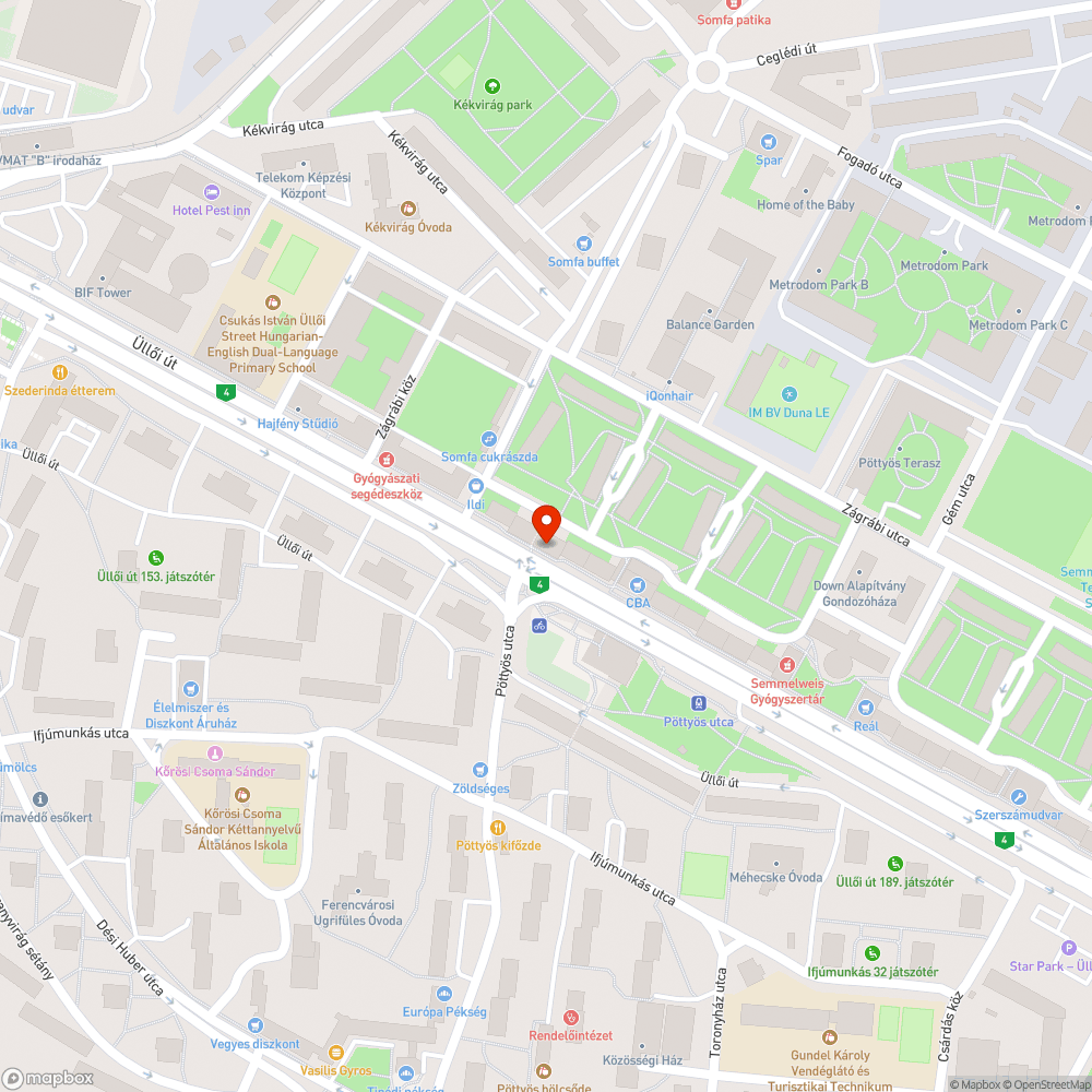 Hiányzó zebra felfestés az Üllőin bejelentés helye