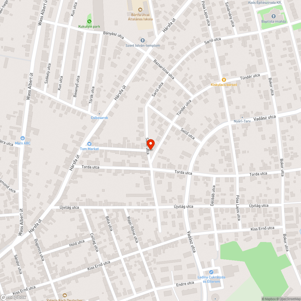 Pécs Hajnal utca 20 Sarló utca felől mély kátyú bejelentés helye