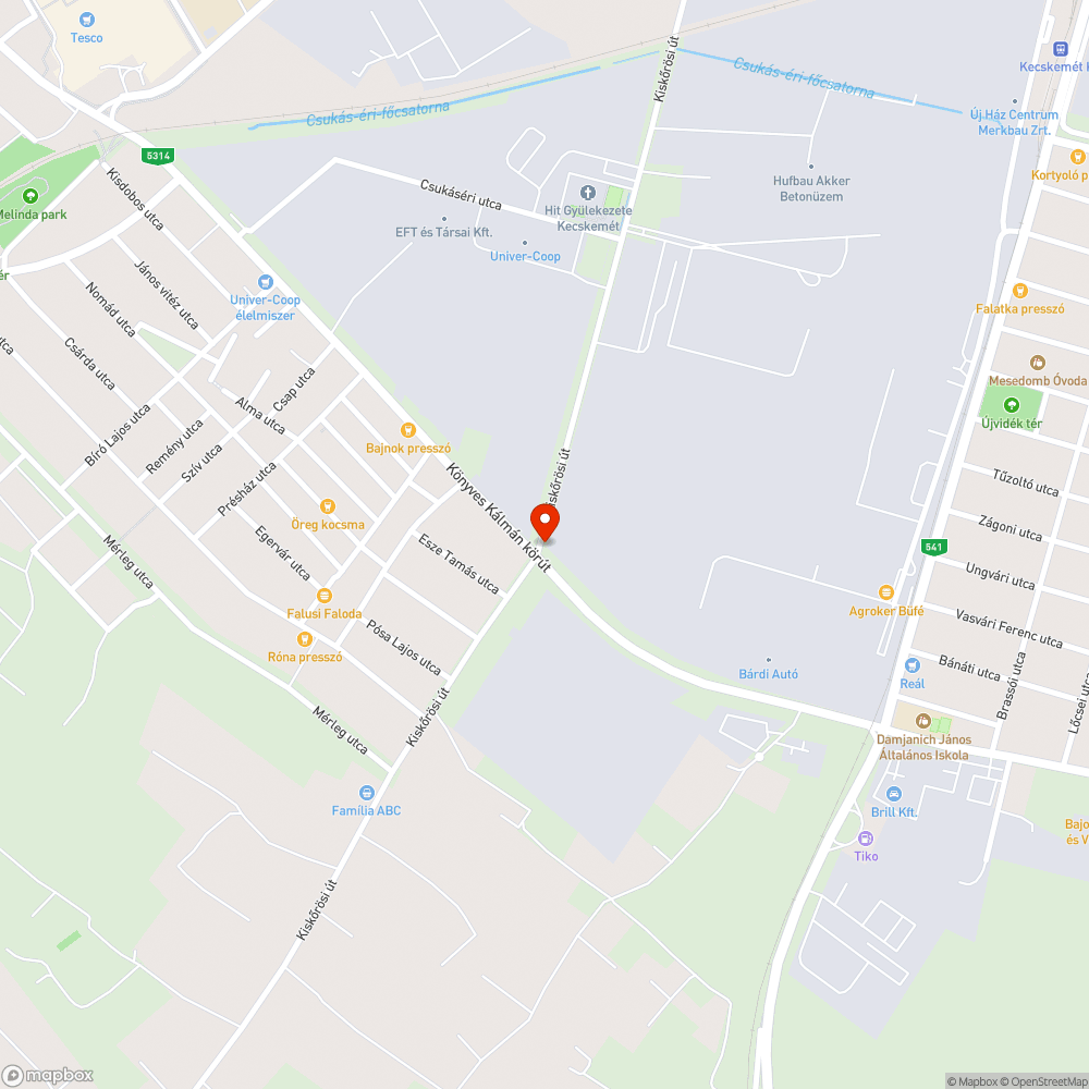 Nem működő közvilágítás a Kiskőrösi úton bejelentés helye