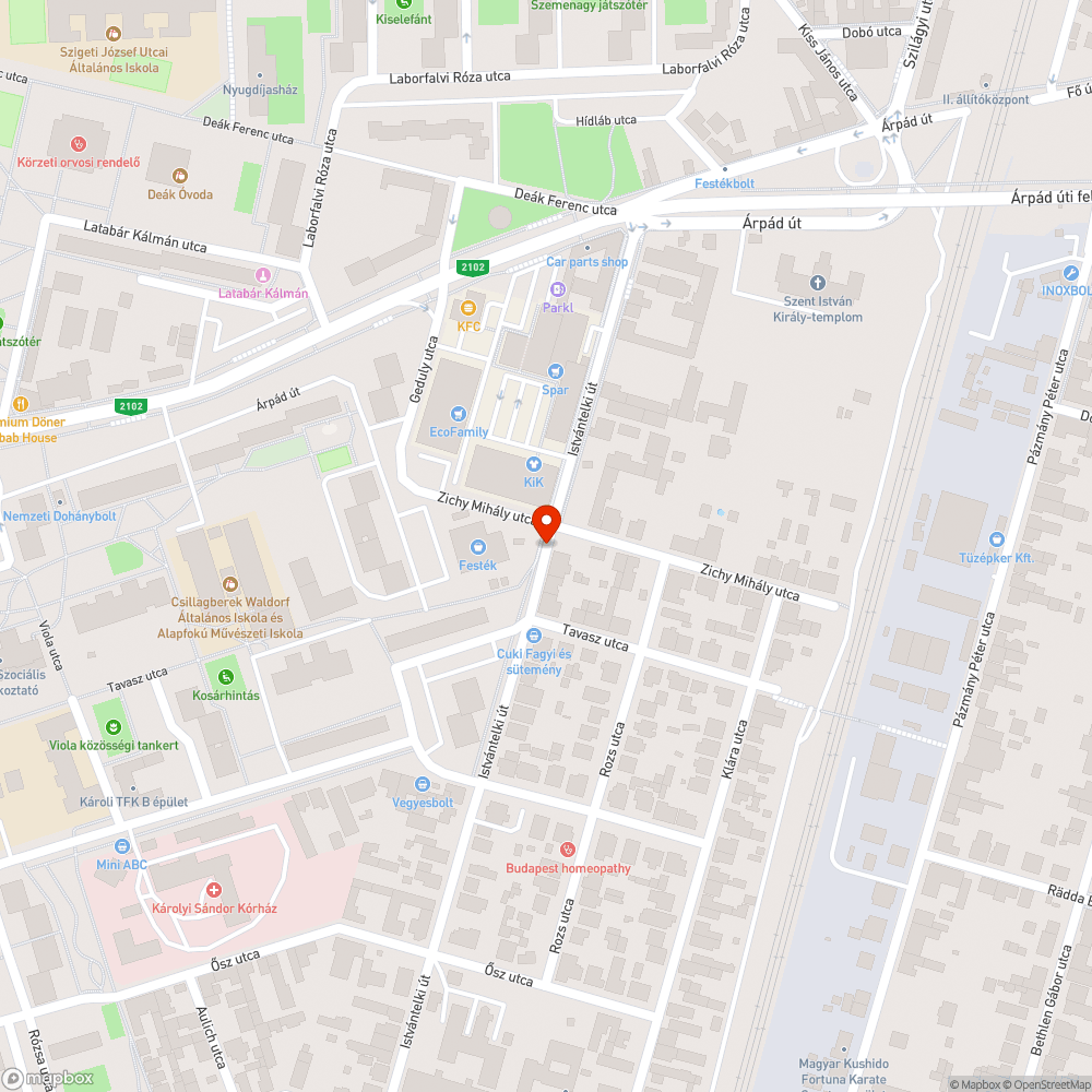 Istvántelki út kátyúk bejelentés helye