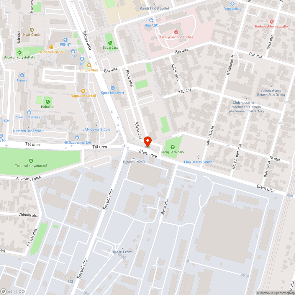 Elem u. kátyú bejelentés helye