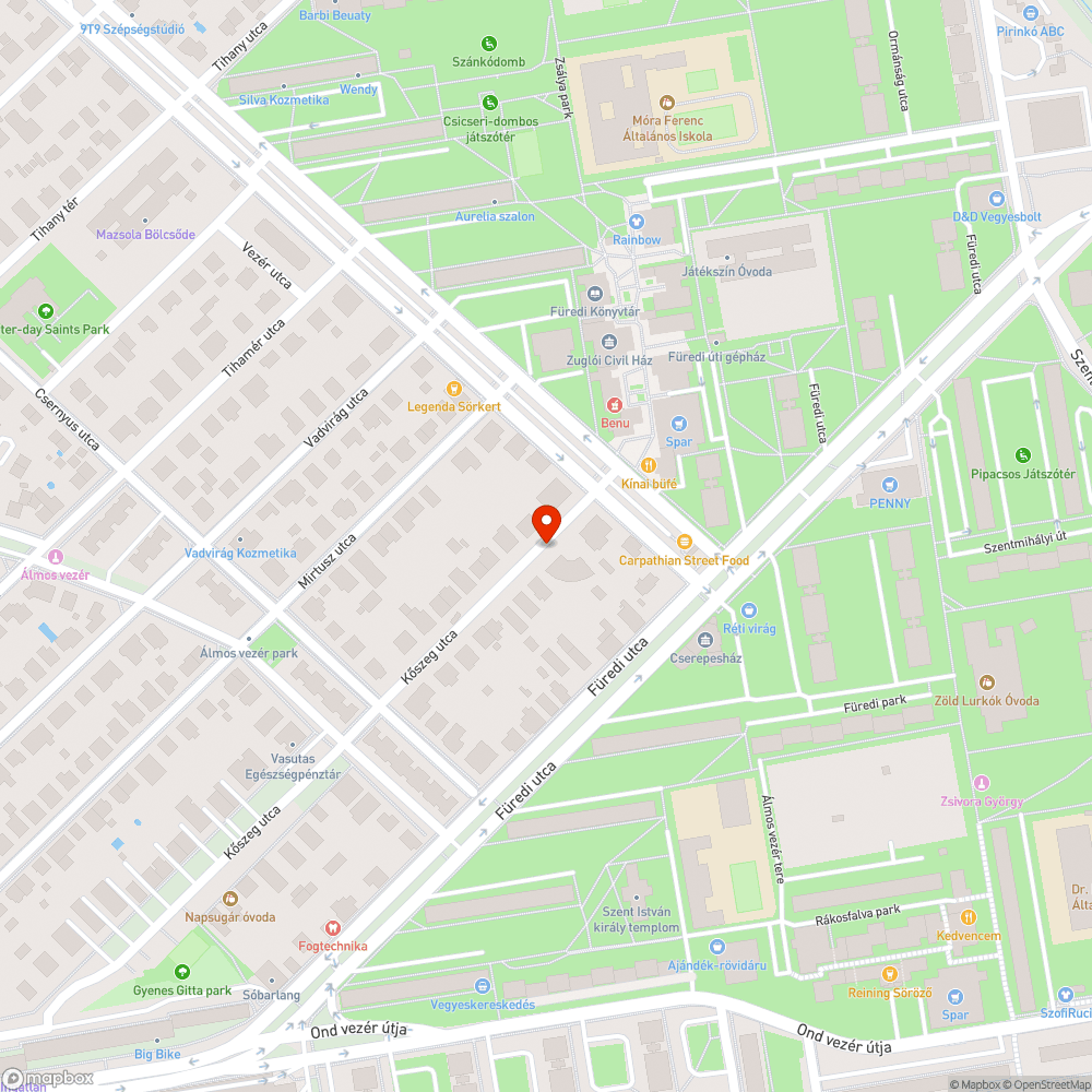 Méretes kátyú bejelentés helye