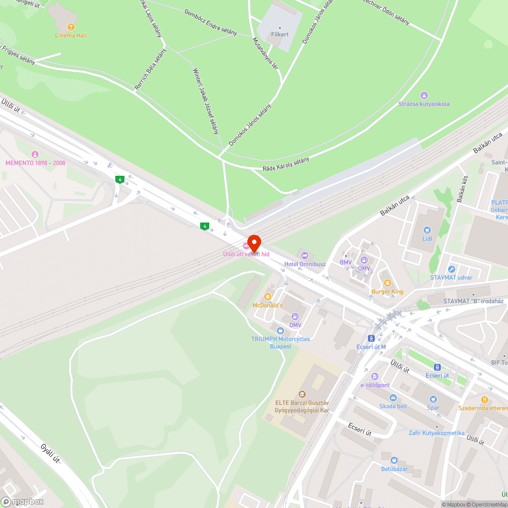 A járdát leszűkítő tábla bejelentés helye