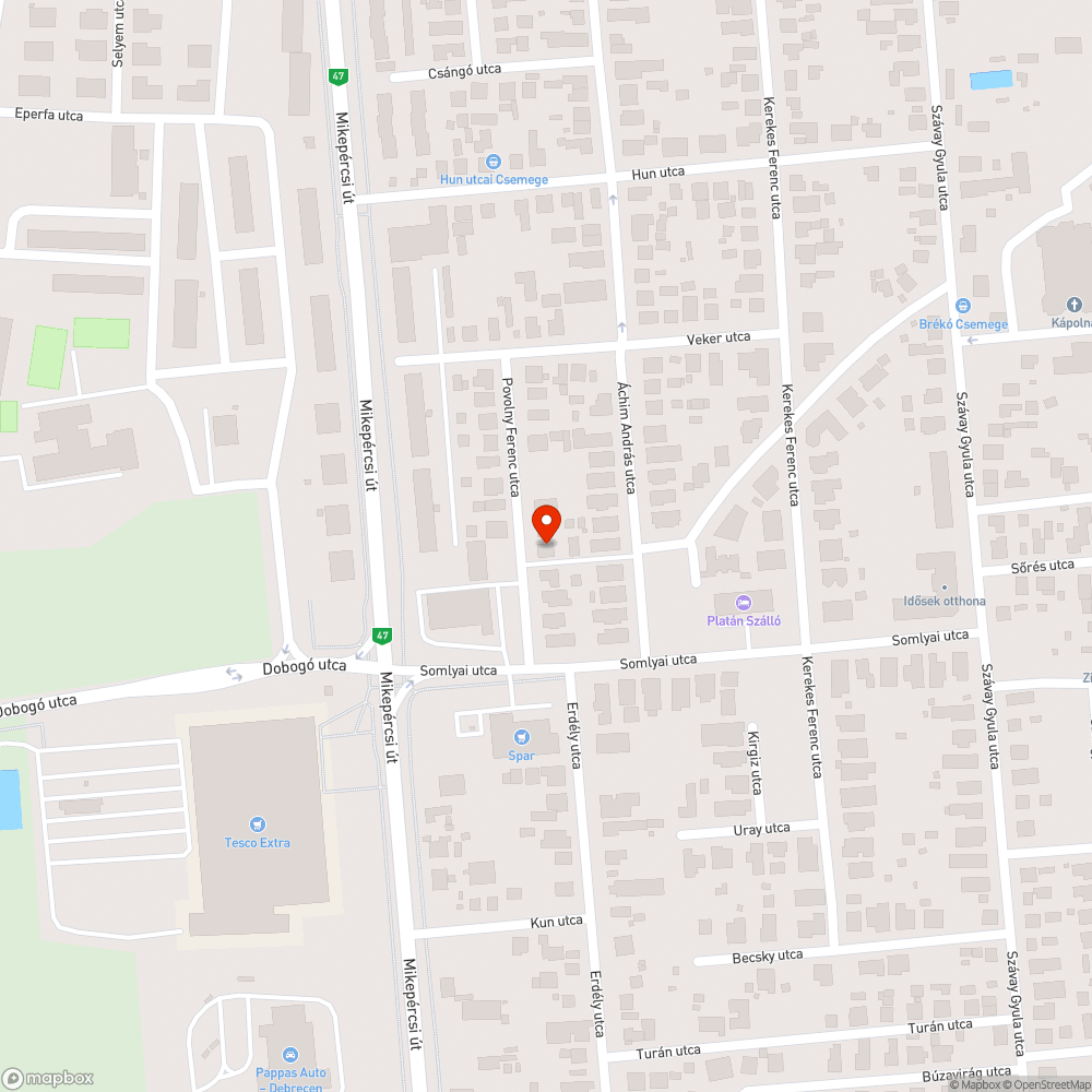 Kátyús, repedezett útszakasz bejelentés helye