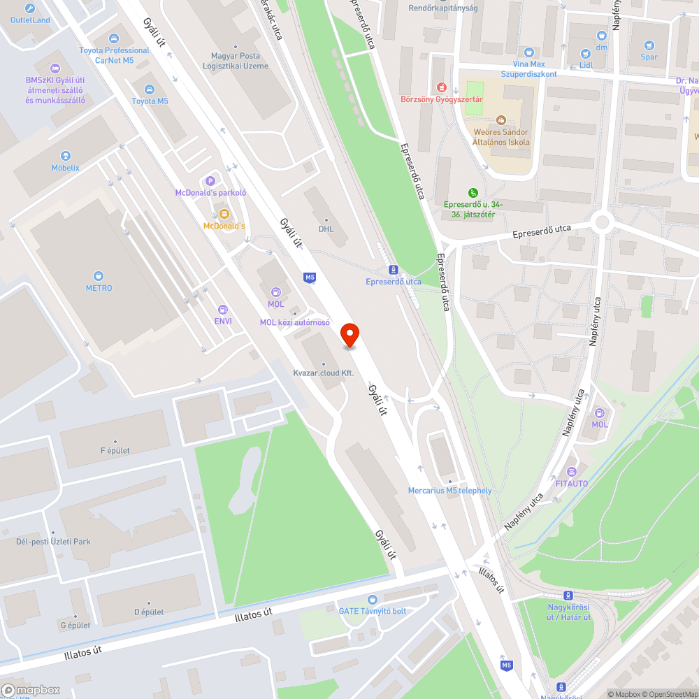 Elhagyott autó bejelentés helye