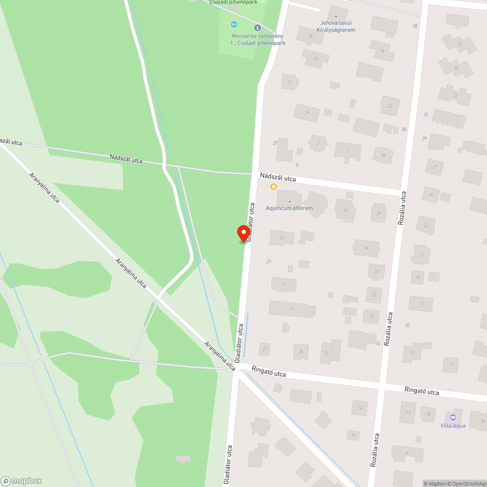 Vezetékeket veszélyzetető ágak a Gladiátor utcában bejelentés helye