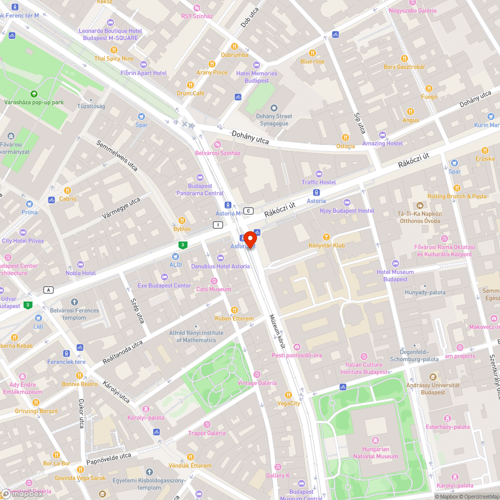 Repedt üveg tető az Astorián bejelentés helye