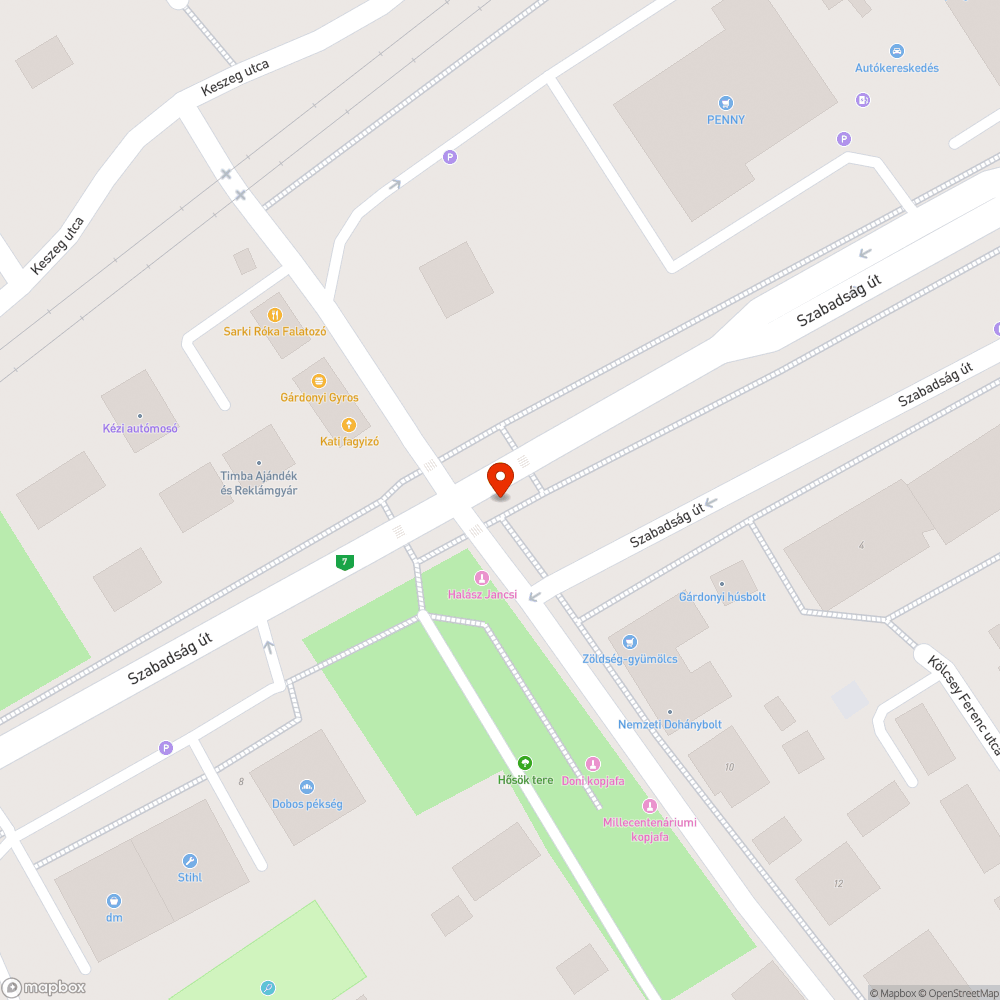 Hibás gyalogosátkelő-jelző kijelző bejelentés helye