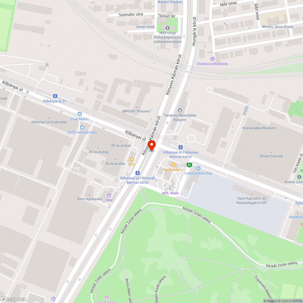 Törött, hiányos tábla villamosmegállóban bejelentés helye