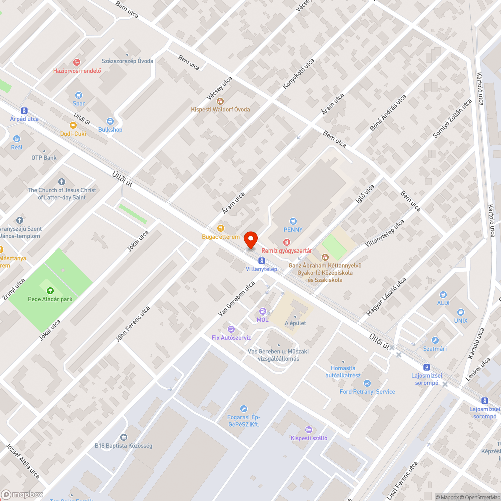 Kátyú kátú hátán az Üllői úton bejelentés helye