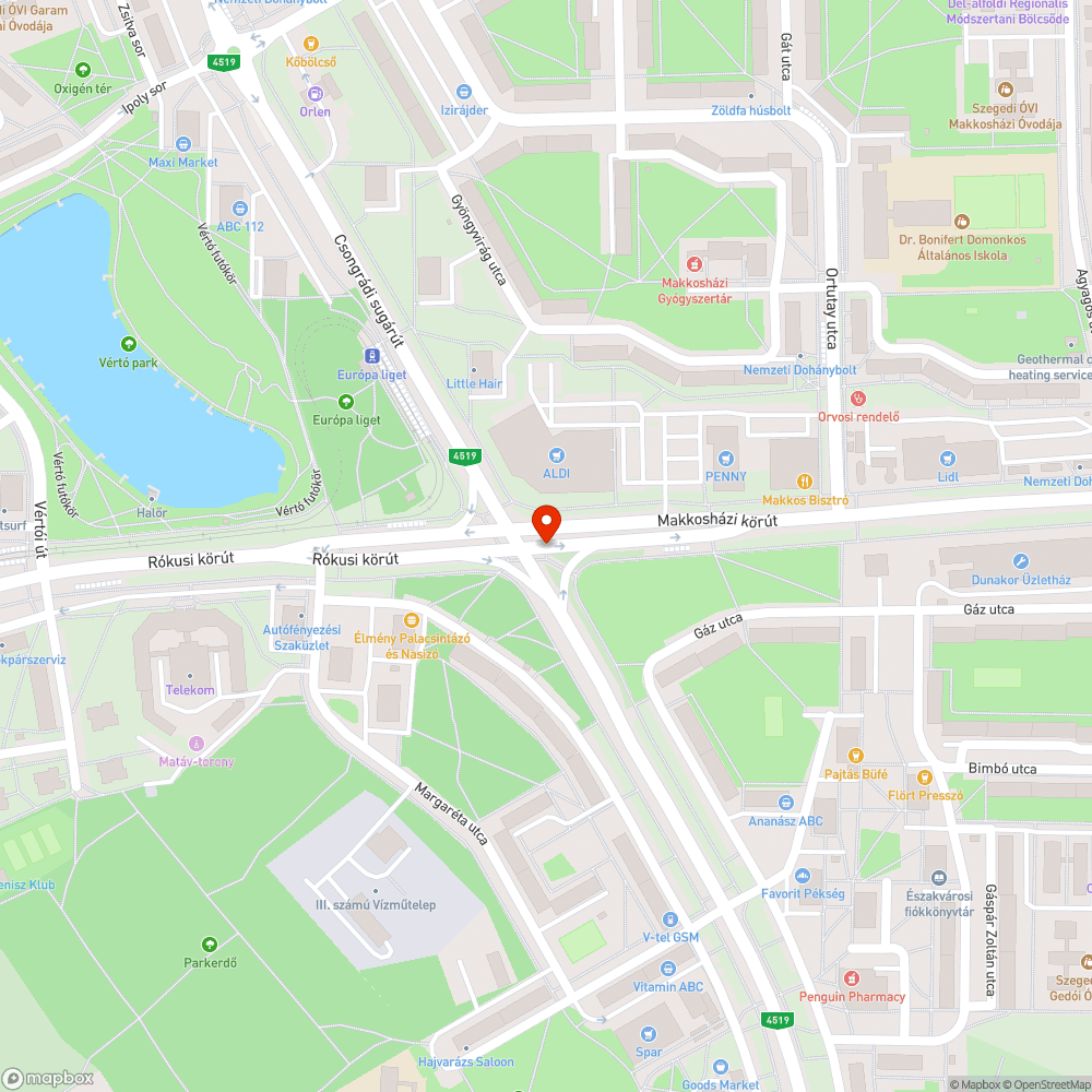 Növekvő kátyú a Makkosházi körút végén bejelentés helye