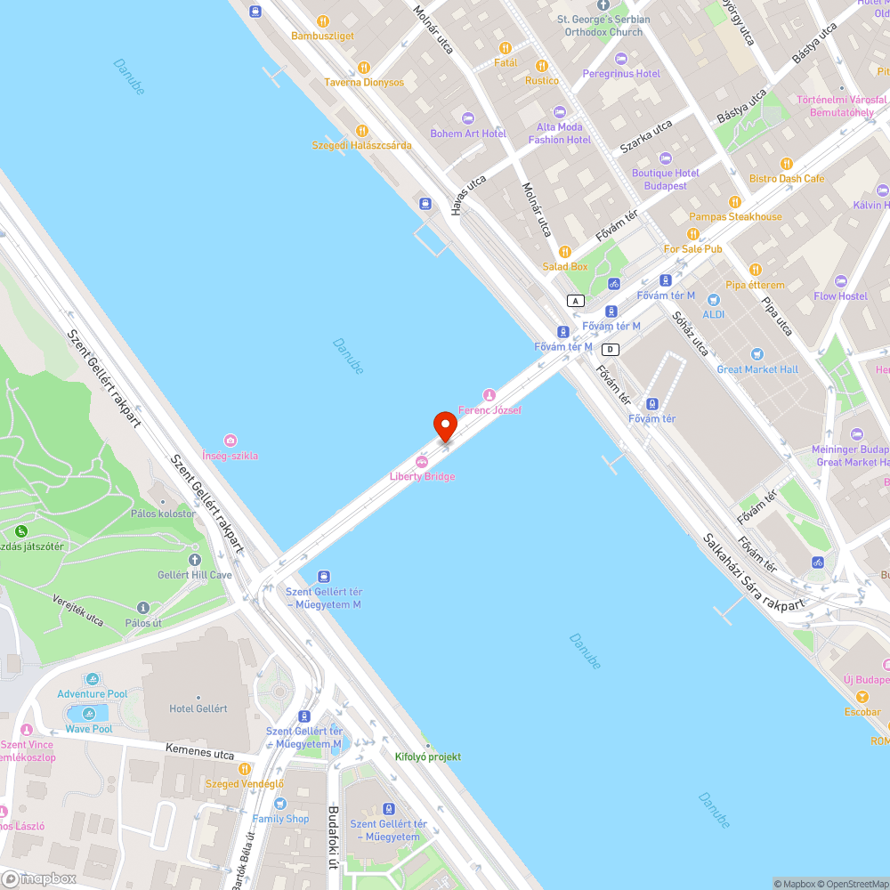 Szabadság híd ledsor és lámpa hiba bejelentés helye