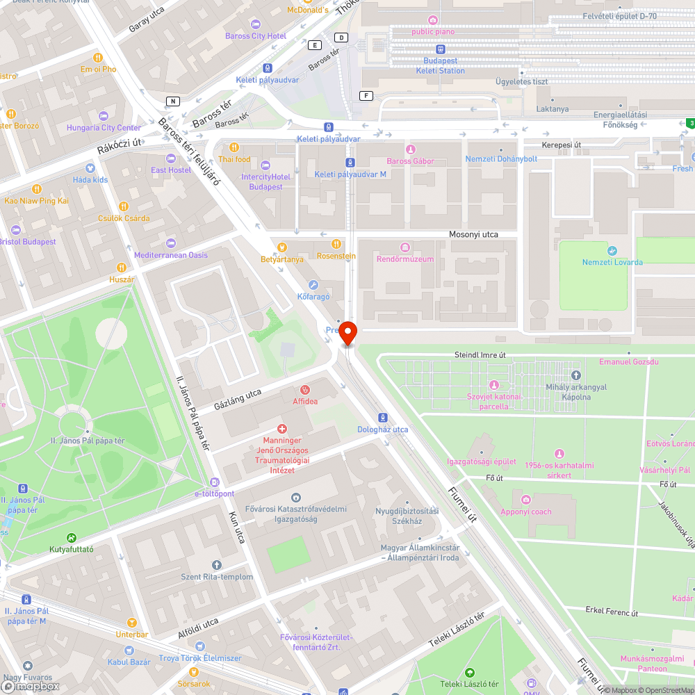 Kátyú és kitüremkedő villamos sín bejelentés helye