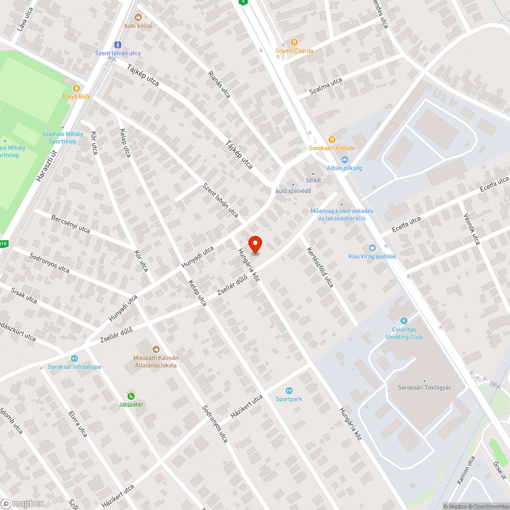 Megrongált útszegély és aszfaltburkolat bejelentés helye