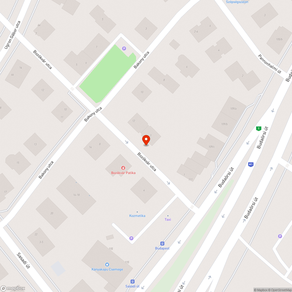 Bozókvár utcai járda bejelentés helye