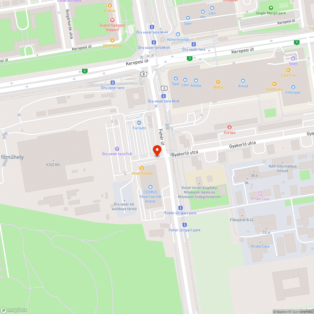 Kátyús zebra bejelentés helye