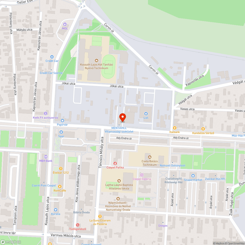 Kátyúk bejelentés helye