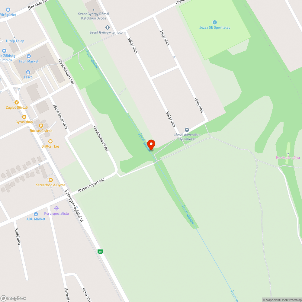 Összegraffitizett gyalogoshíd bejelentés helye