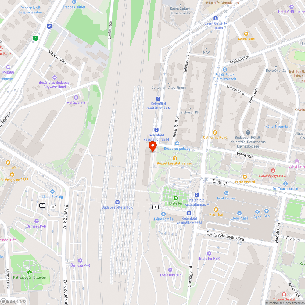 Kelenföld vasútállomás épület karók bejelentés helye