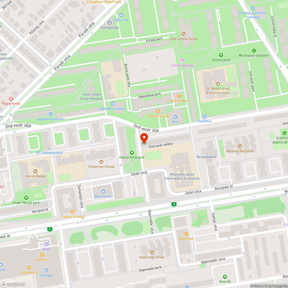 Elhagyott autó bejelentés helye