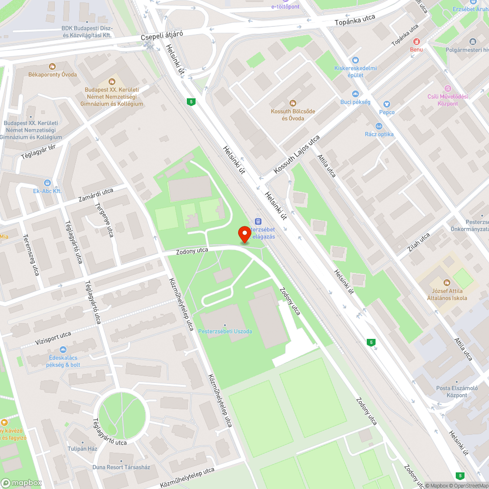 Pesterzsébeti uszoda mellett vízelvezetés a Zodony utcában bejelentés helye