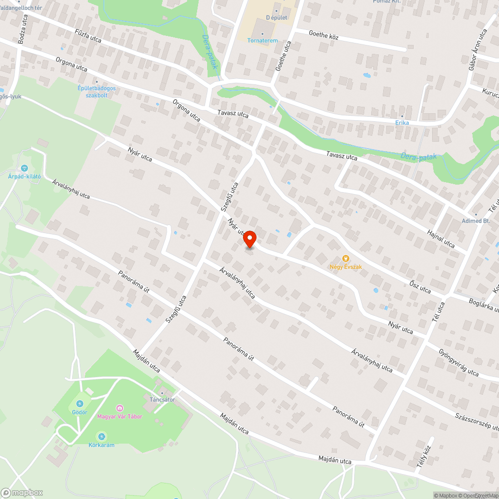 Pomáz, Nyár utca 33-35. - Kiégett lámpatest bejelentés helye