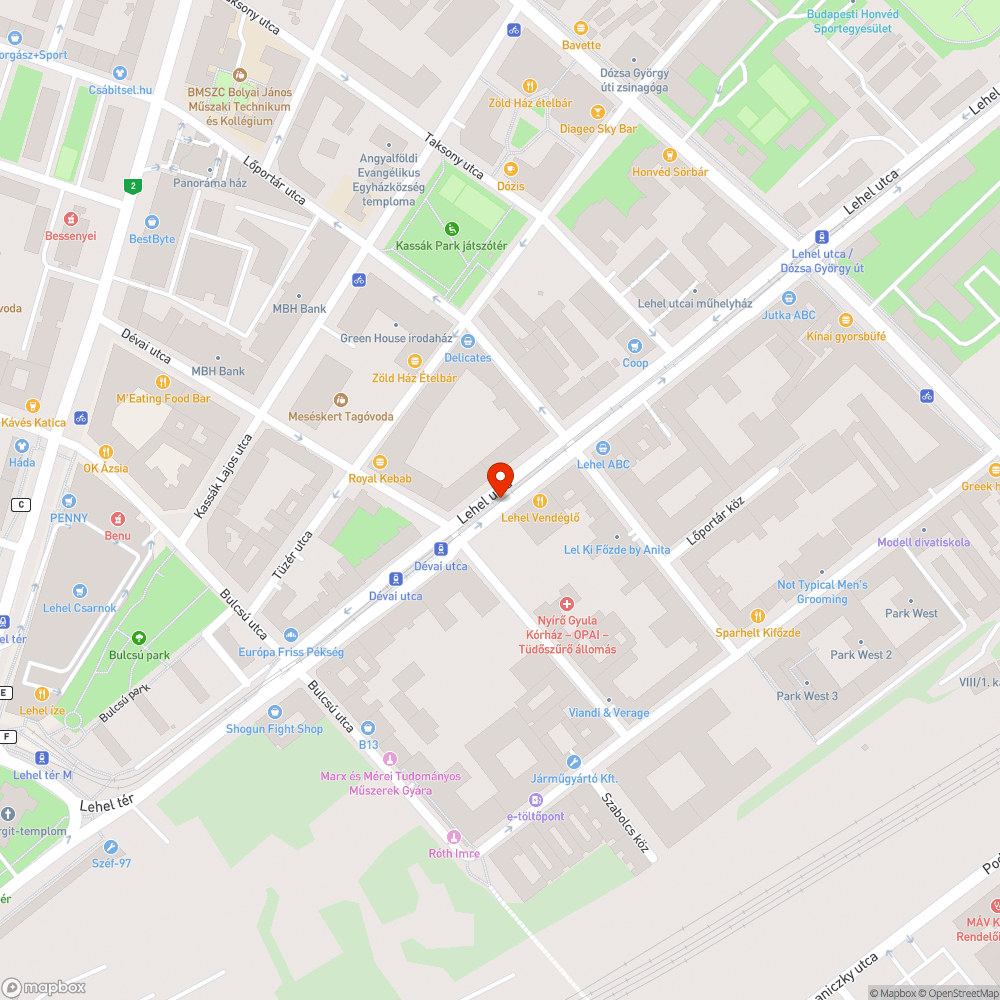 Kátyúk bejelentés helye