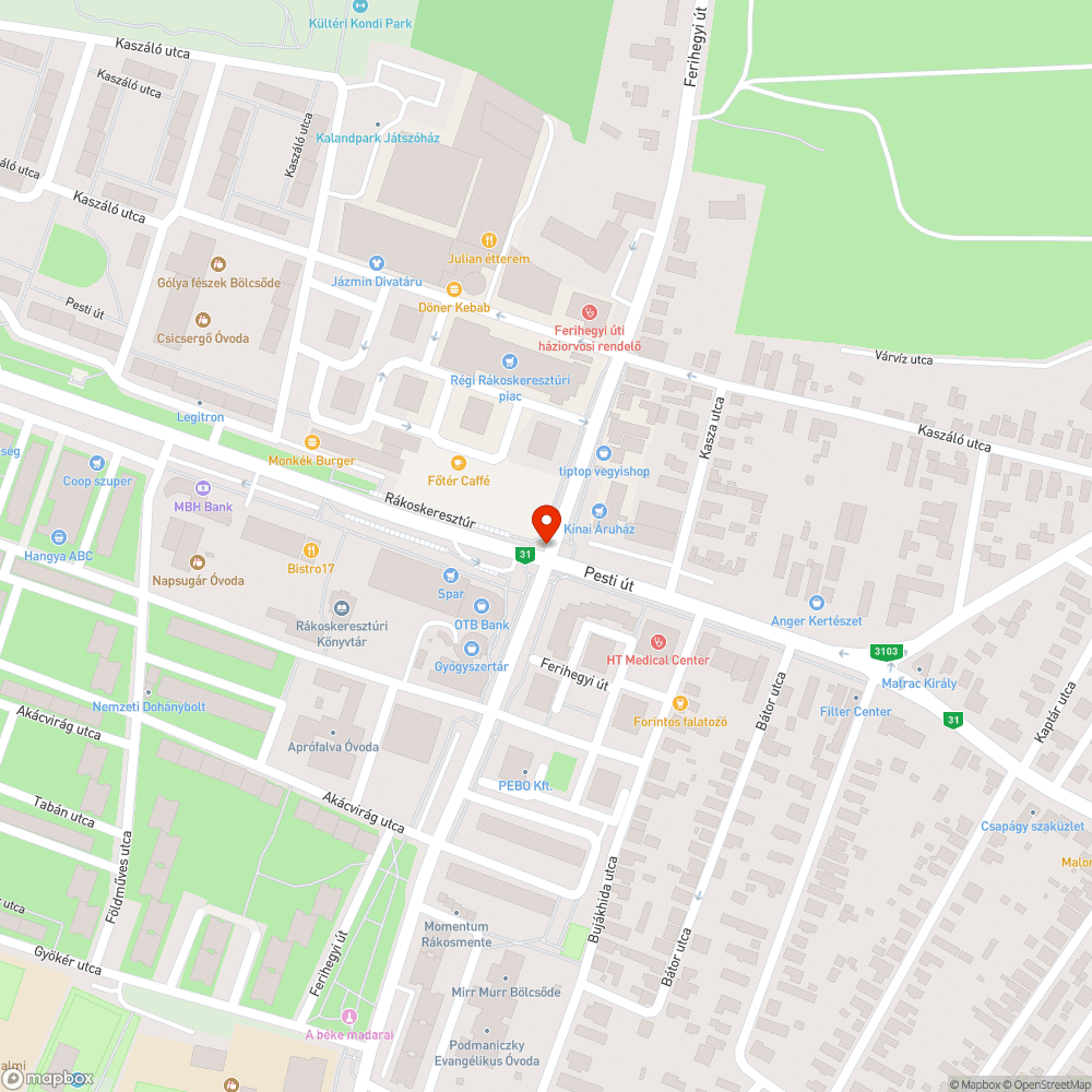 Kátyú bejelentés helye