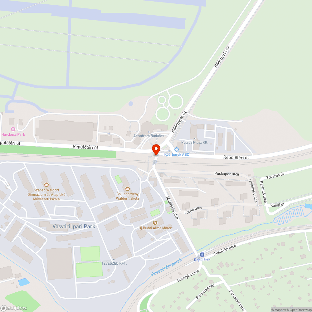 Repülőtéri út kátyú bejelentés helye