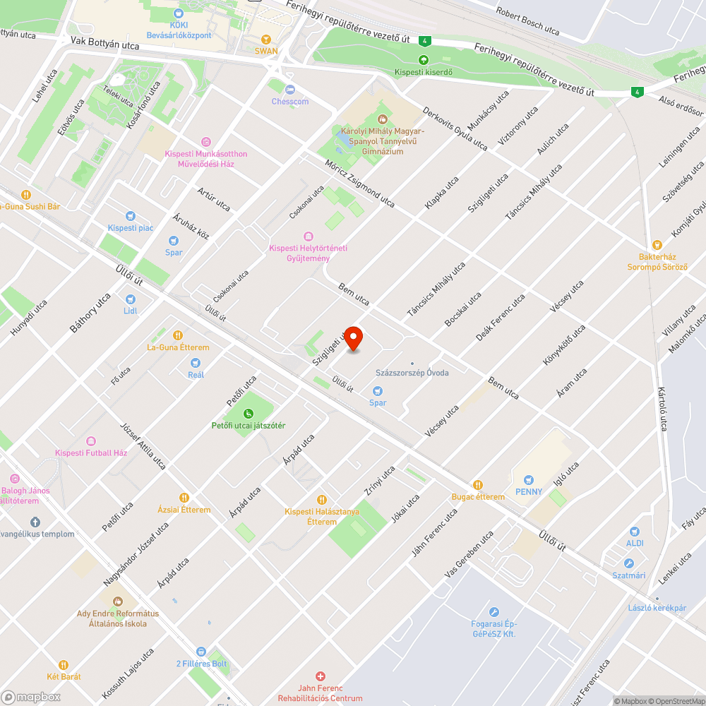 Közvilágítás hiánya a Szigligeti utca parkban bejelentés helye