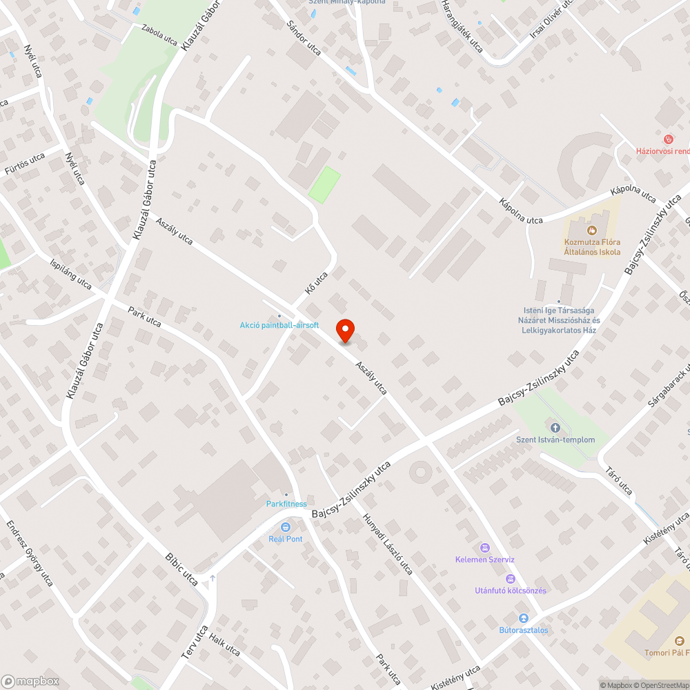 Aszály utca, beszakadt aszfaltrész bejelentés helye