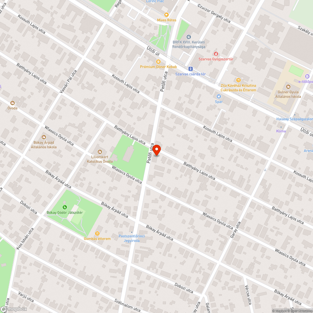 Kátyúk bejelentés helye