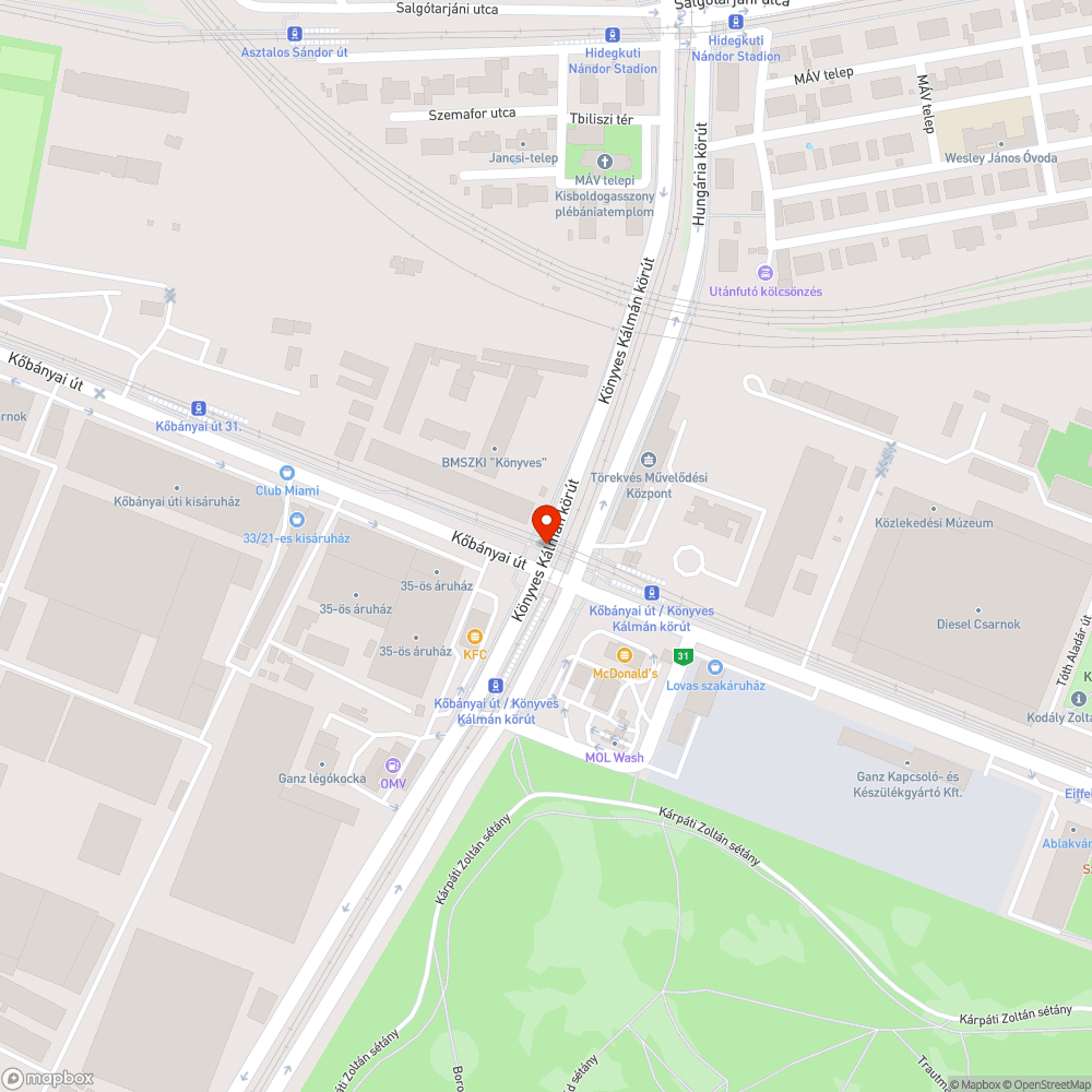 Nagy kátyú a kerékpáros átvezetésen bejelentés helye