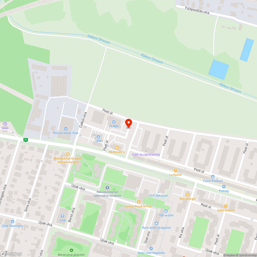 Elhagyott jármű bejelentés helye