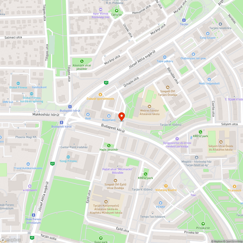 Úthiba/kátyú bejelentés helye