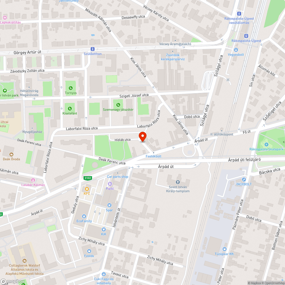 Kátyú bejelentés helye