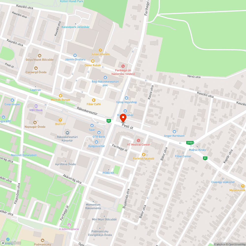 Úthiba / kátyú bejelentés helye