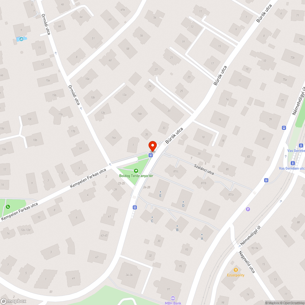 Rozsdás buszmegálló bejelentés helye