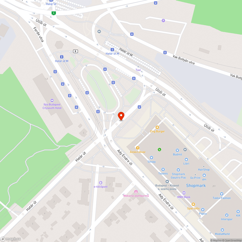 Kátyúk a Shopmark előtt bejelentés helye